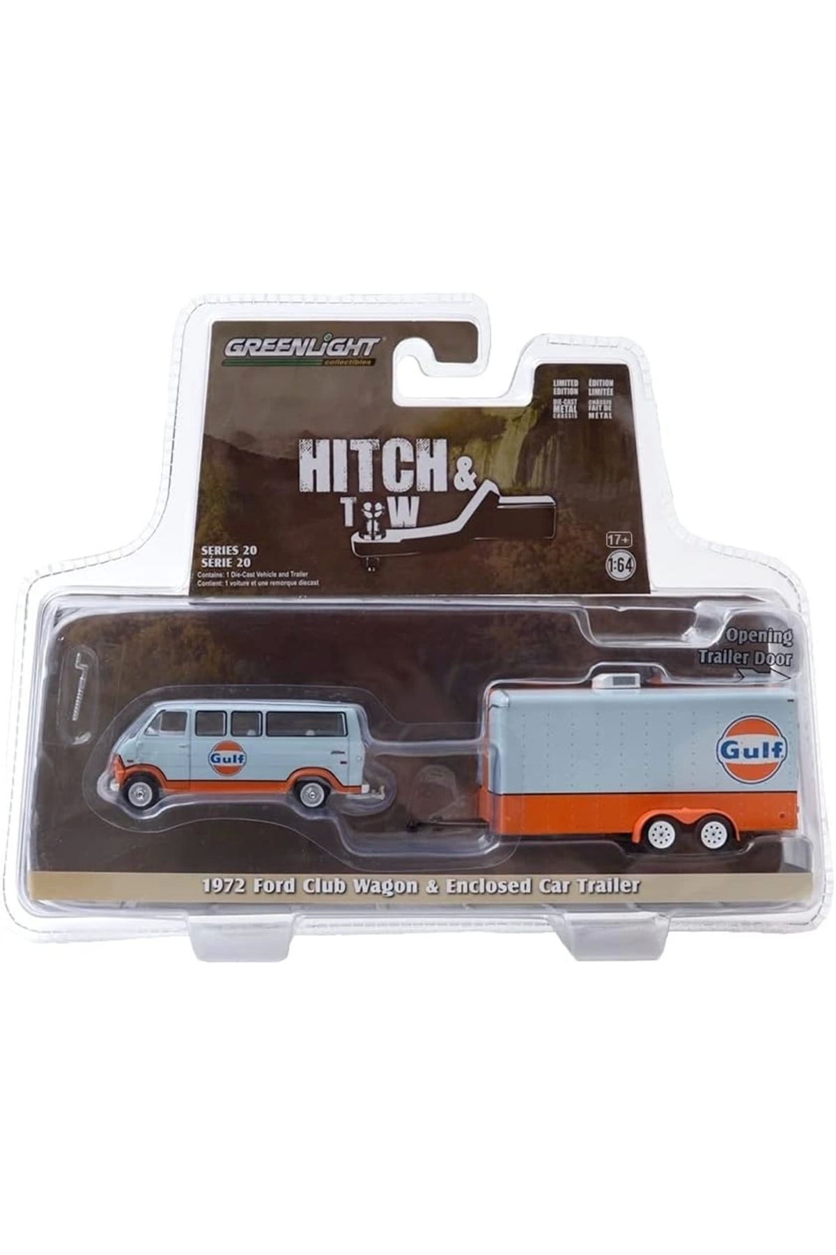 1/64 Hitch & Tow Series 20-1972 Club Wagon Gulf Oil With Enclosed Car Hauler 1/64 Hitch & Tow Series 20-1972 Club Wagon Gulf Oil With Enclosed Car Hauler