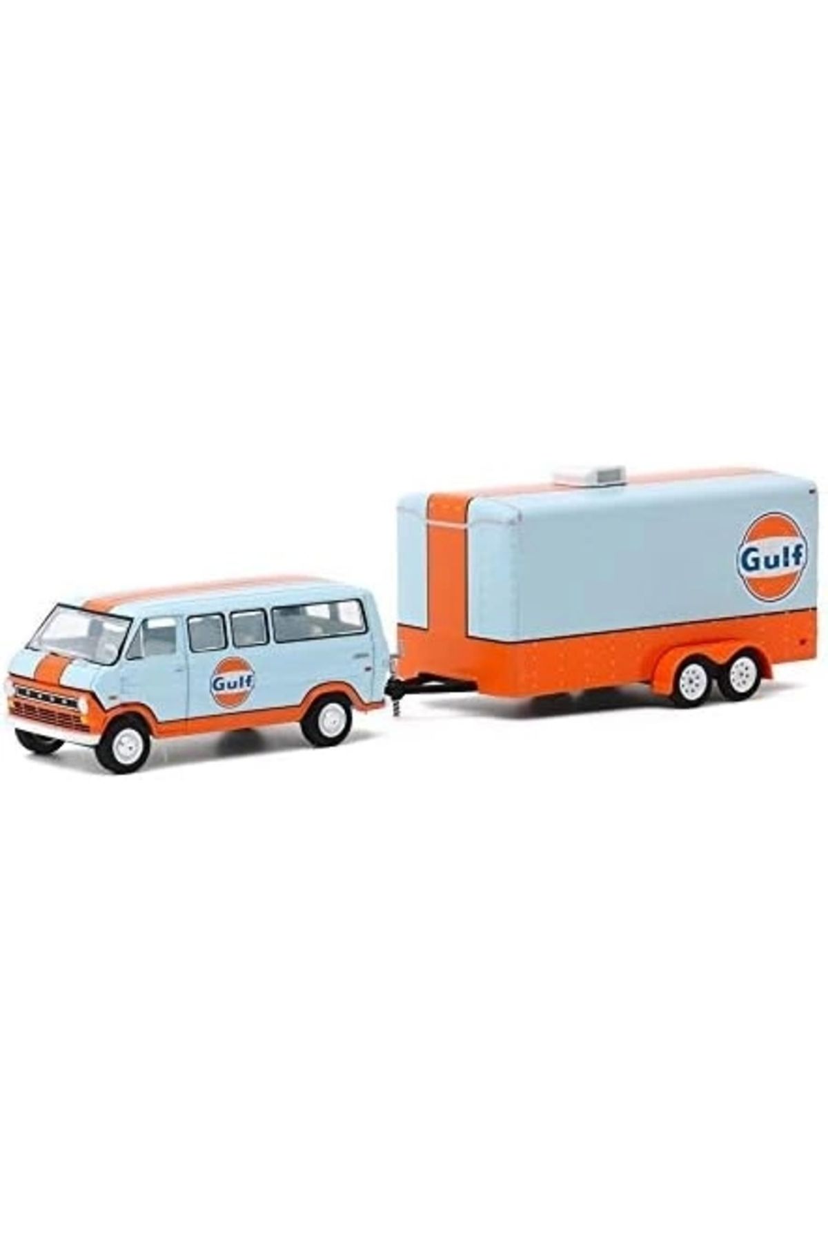 1/64 Hitch & Tow Series 20-1972 Club Wagon Gulf Oil With Enclosed Car Hauler 1/64 Hitch & Tow Series 20-1972 Club Wagon Gulf Oil With Enclosed Car Hauler
