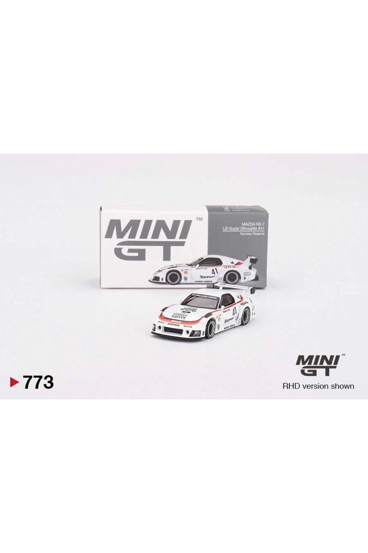 Mini GT 1:64 Mazda RX-7 LB-Super Silhouette #41 – Beyaz Yarış Tasarımı Model Araba (No: 773) Mini GT 1:64 Mazda RX-7 LB-Super Silhouette #41 – Beyaz Yarış Tasarımı Model Araba (No: 773)