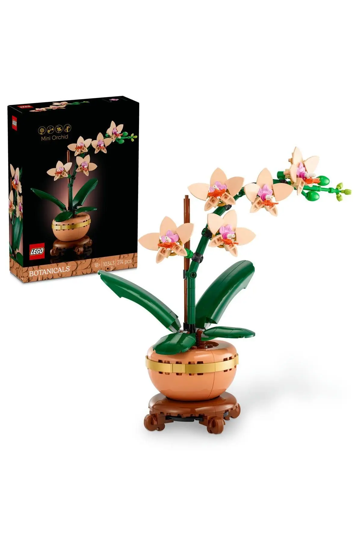Lego® Botanicals Mini Orkide 10343 - Yetişkinler için Dekoratif Çiçek Yapım Seti (274 Parça)