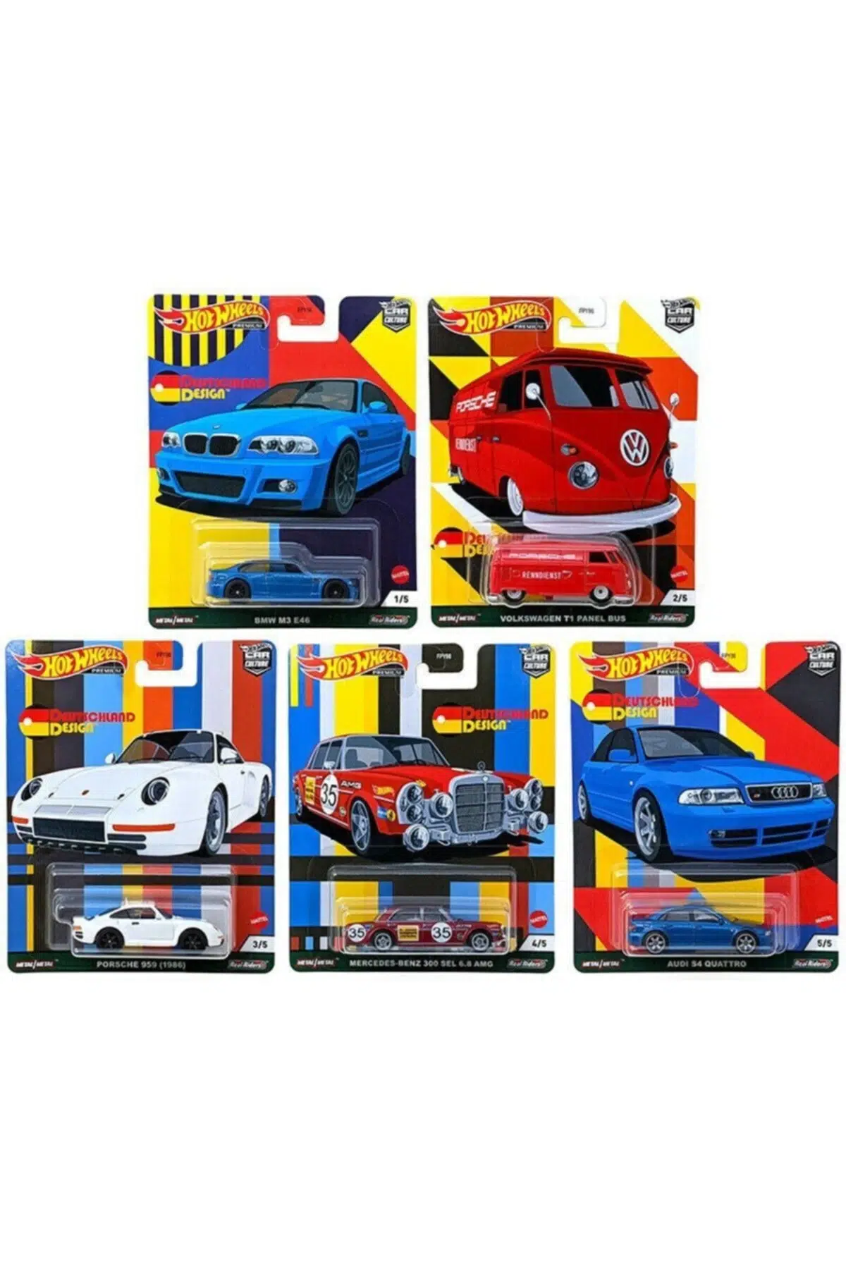 Hot Wheels Premium Deutschland Design 5’li Set BMW Porsche Mercedes-Benz Audi Volkswagen 1:64