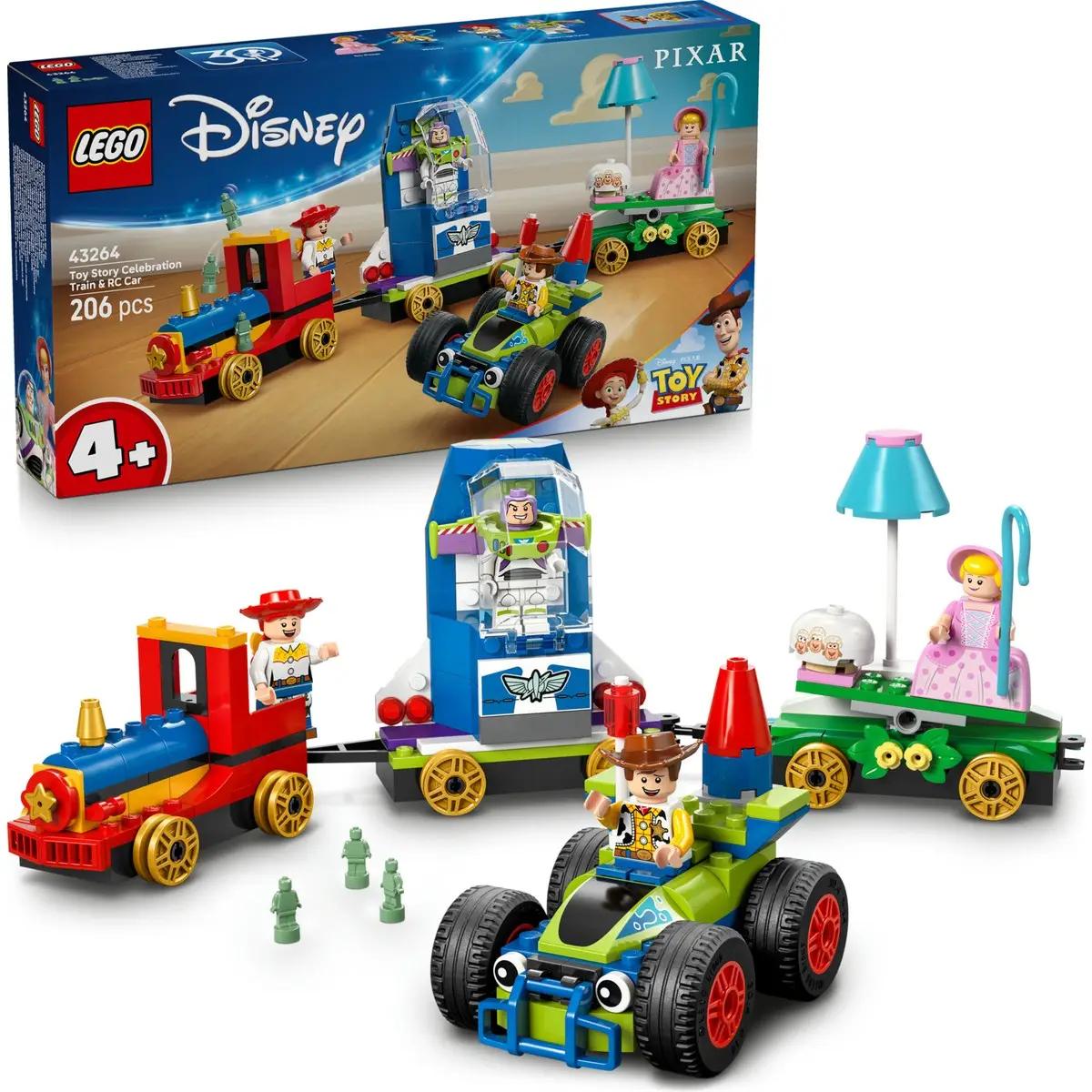 Lego® ǀ Disney ve Pixar Oyuncak Hikayesi Kutlama Treni ve RC Araba 43264 - 4 Yaş ve Üzeri Çocuklar için Oyuncak Yapım Seti (206 Pr)