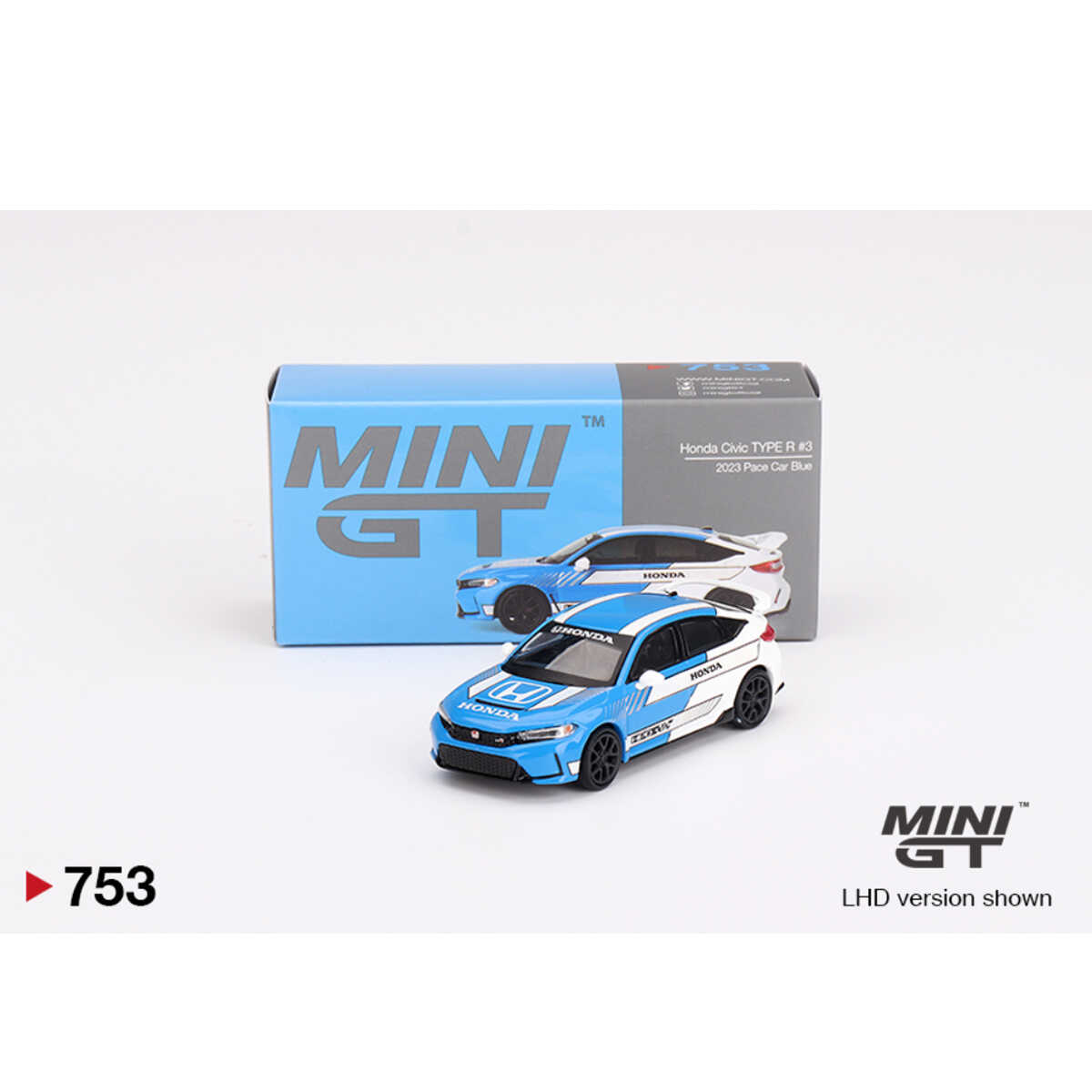 Mini GT 1:64 Honda Civic Type R #3 2023 Pace Car Mavi Diecast Model Araba Mini GT 1:64 Honda Civic Type R #3 2023 Pace Car Mavi Diecast Model Araba