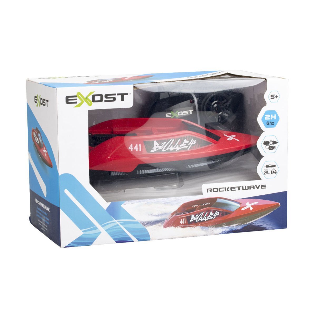 Exost Rocketwave Uzaktan Kumandalı Şarjlı Tekne – Çift Pervane, 2.4 GHz, 25 m Menzil Exost Rocketwave Uzaktan Kumandalı Şarjlı Tekne – Çift Pervane, 2.4 GHz, 25 m Menzil