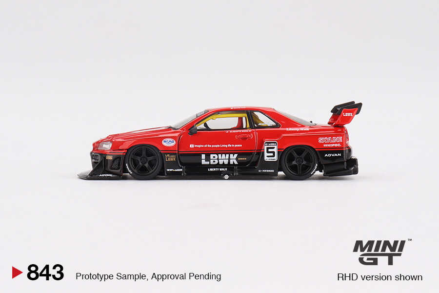 Mini GT 1:64 Nissan LB-ER34 Super Silhouette Skyline Diecast Model Araba - Kırmızı/Siyah Mini GT 1:64 Nissan LB-ER34 Super Silhouette Skyline Diecast Model Araba - Kırmızı/Siyah