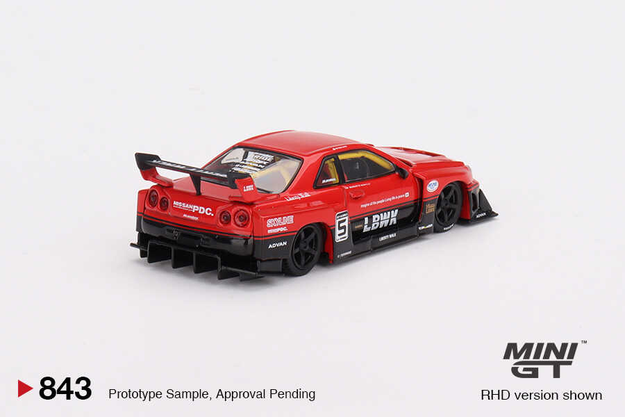 Mini GT 1:64 Nissan LB-ER34 Super Silhouette Skyline Diecast Model Araba - Kırmızı/Siyah Mini GT 1:64 Nissan LB-ER34 Super Silhouette Skyline Diecast Model Araba - Kırmızı/Siyah
