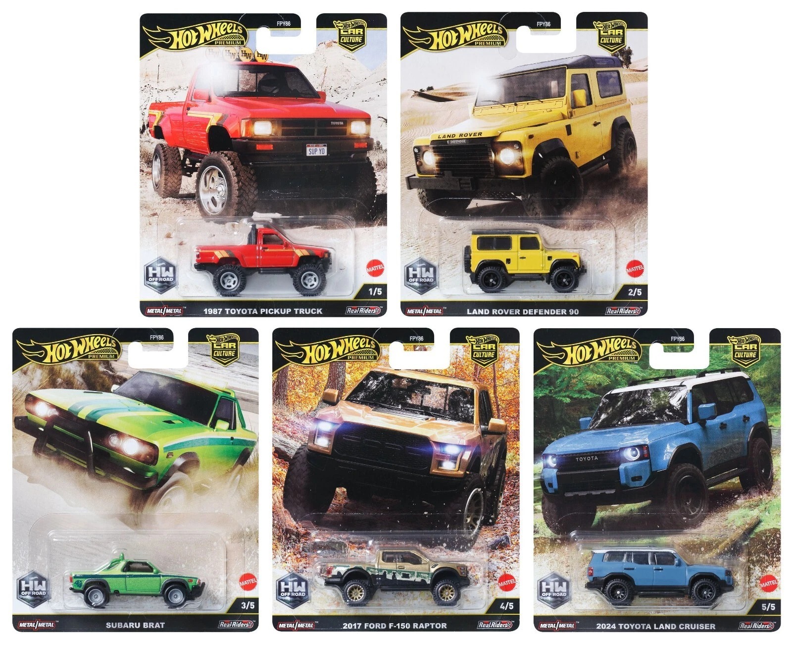 Hot Wheels Premium HW Off-Road 5`li Set – Toyota, Land Rover, Ford, Subaru (Car Culture Serisi) Hot Wheels Premium HW Off-Road 5`li Set – Toyota, Land Rover, Ford, Subaru (Car Culture Serisi)