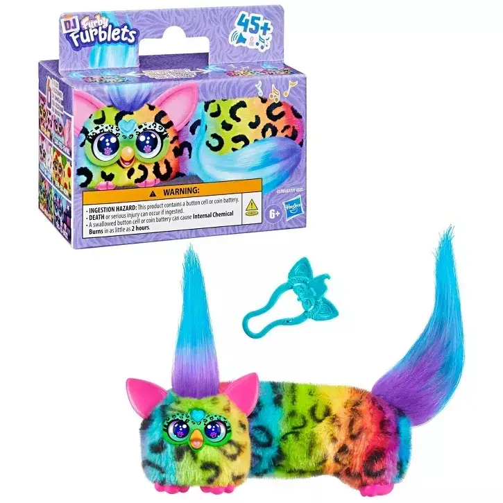 Furby DJ Furblets Rain-Bow-Kat İnteraktif Elektronik Peluş Oyuncak Sesli Müzikli 45+ Ses