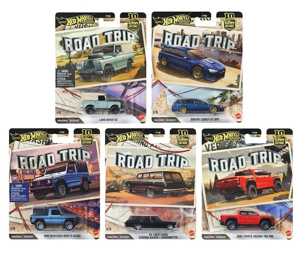Hot Wheels Premium Car Culture Road Trip 2026 5'li Set Land Rover Subaru Mercedes Toyota