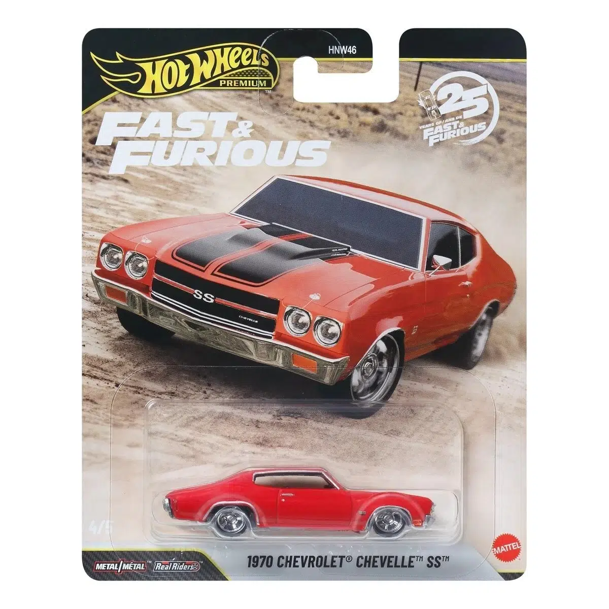 Hot Wheels Premium Fast & Furious 1970 Chevrolet Chevelle SS 25. Yıl 4/5 Metal Model Araba