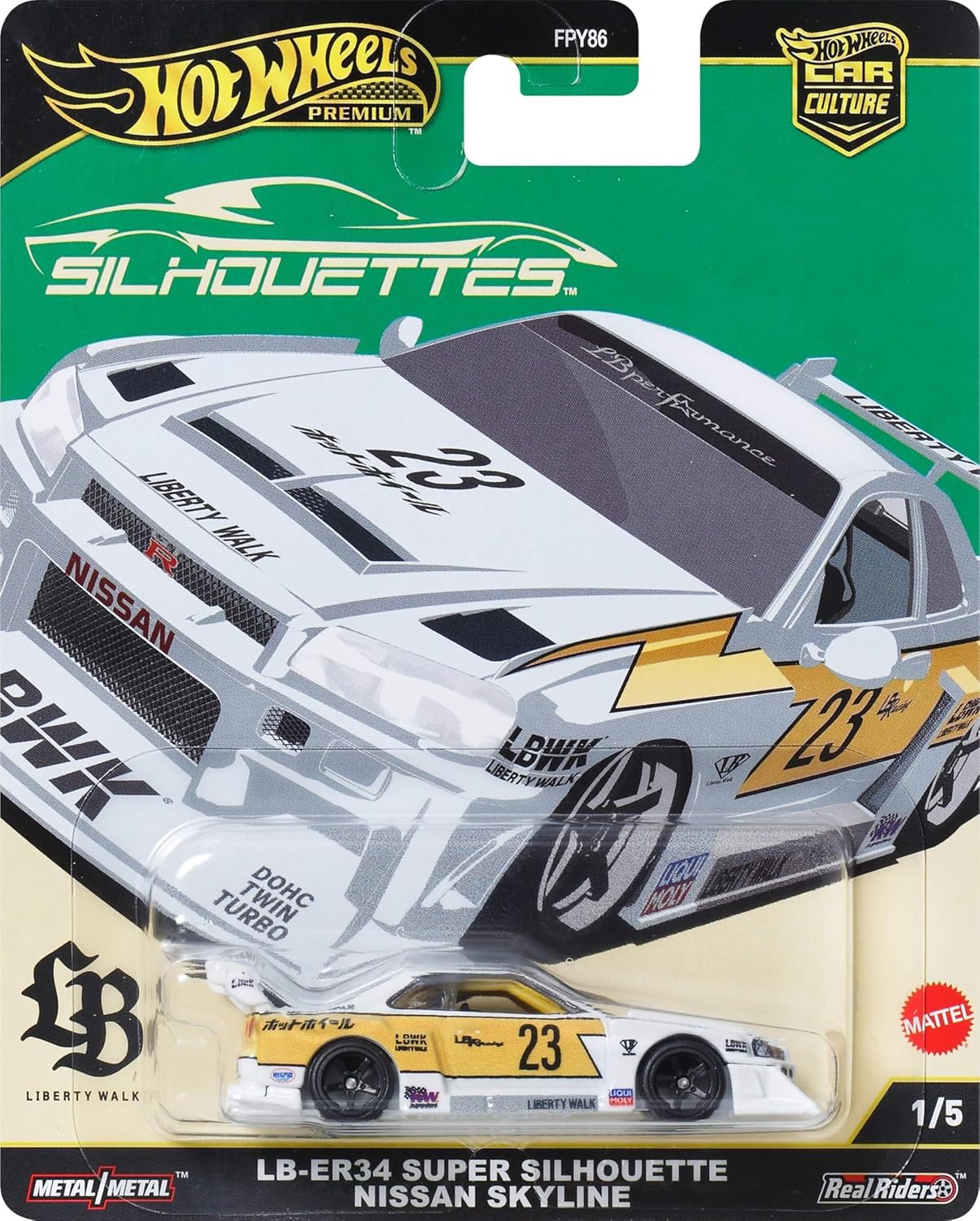 Hot Wheels Premium LB-ER34 Super Silhouette Nissan Skyline Liberty Walk 1:64 Model Araba Hot Wheels Premium LB-ER34 Super Silhouette Nissan Skyline Liberty Walk 1:64 Model Araba