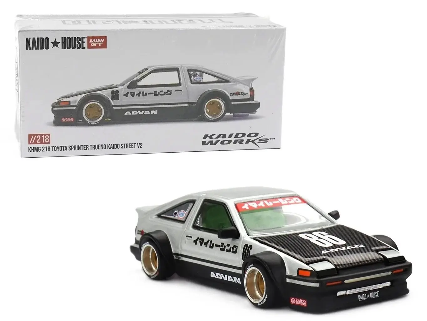 Kaido House Mini GT KHMG218 Toyota Sprinter Trueno AE86 Kaido Street V2 1:64 Model Araba