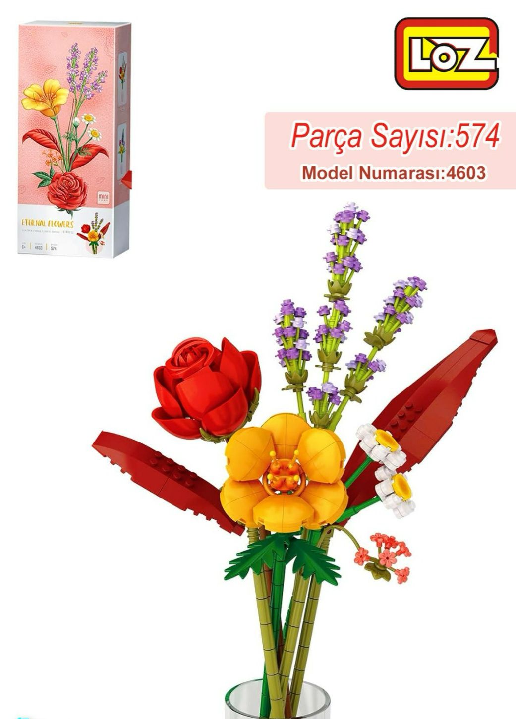 LOZ Eternal Flowers Parçalı Yapım Seti – Gül, Hibiskus, Lavanta ve Papatya (574 Parça) LOZ Eternal Flowers Parçalı Yapım Seti – Gül, Hibiskus, Lavanta ve Papatya (574 Parça)