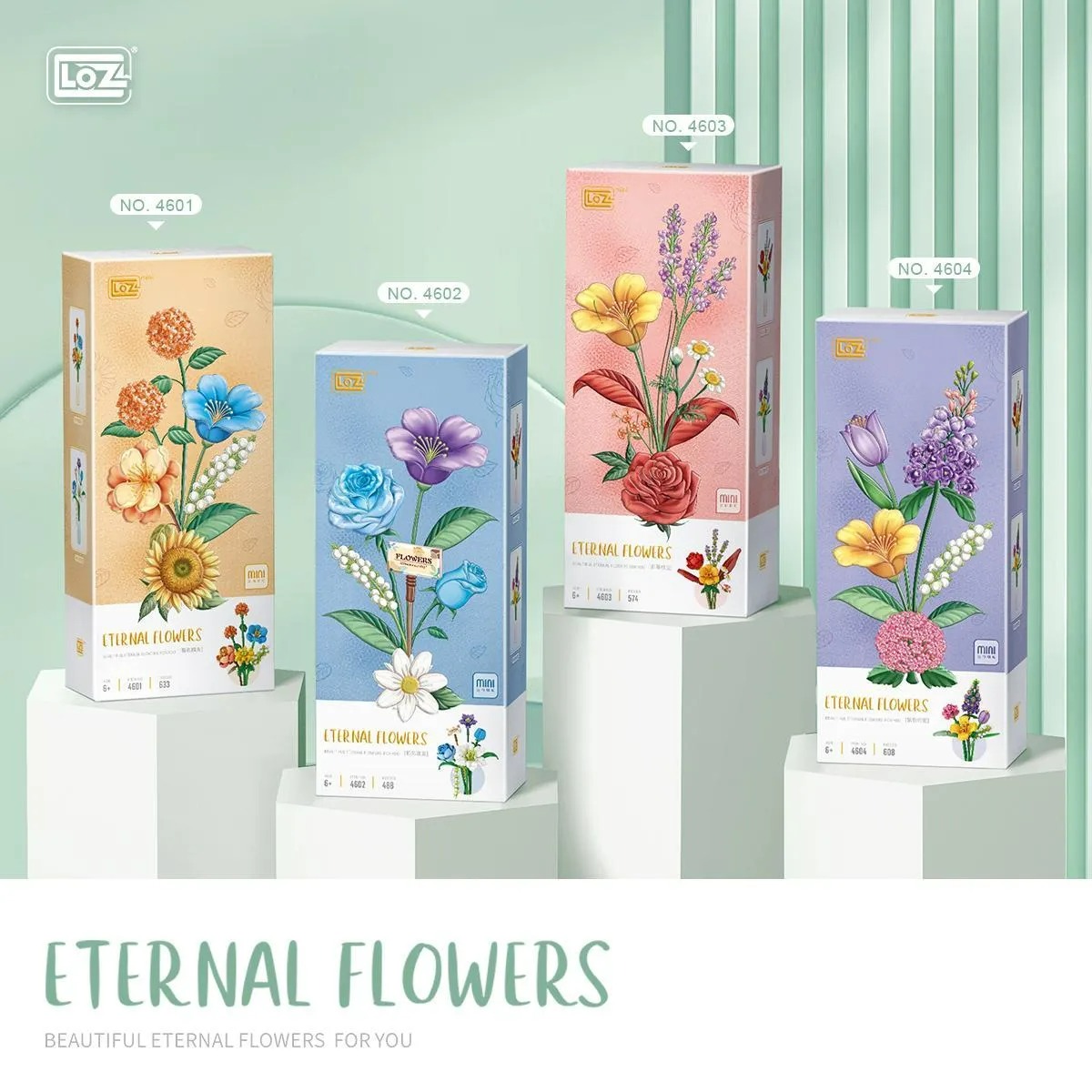 LOZ Eternal Flowers Parçalı Yapım Seti – Gül, Hibiskus, Lavanta ve Papatya (574 Parça) LOZ Eternal Flowers Parçalı Yapım Seti – Gül, Hibiskus, Lavanta ve Papatya (574 Parça)