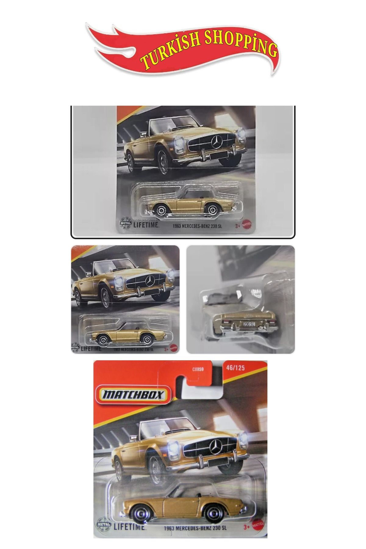 Matchbox 1:64 Ölçek 1963 Mercedes-Benz 230 Sl Gold Matchbox 1:64 Ölçek 1963 Mercedes-Benz 230 Sl Gold