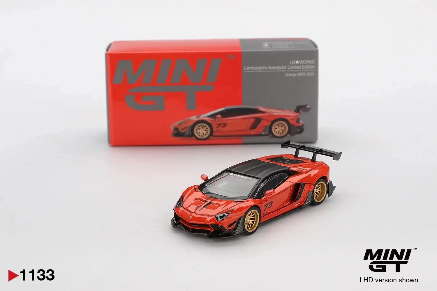 Mini GT 1133 LB Works Lamborghini Aventador Limited Edition Orange 1:64 Model Araba
