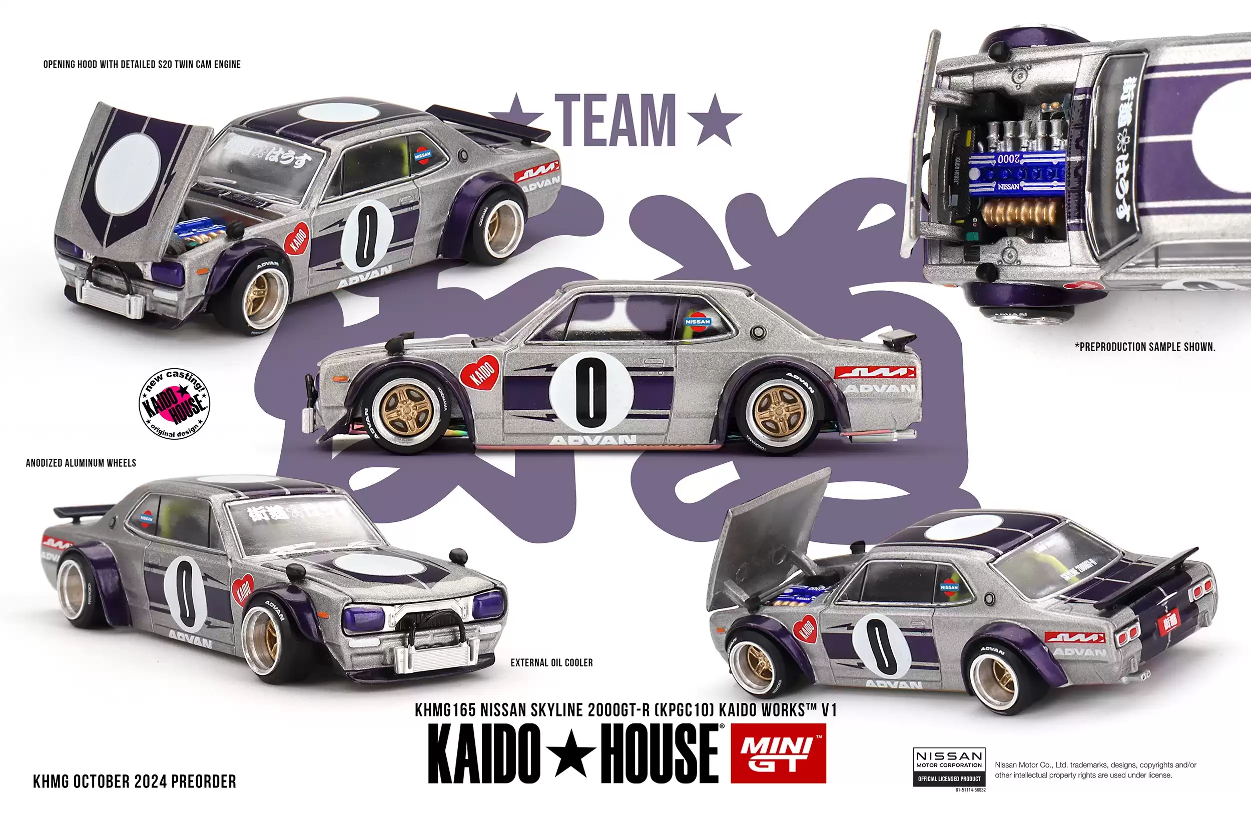 Mini GT Kaido House Nissan Skyline 2000GT-R KPGC10 1:64 Diecast Model Araba KHMG165 Mini GT Kaido House Nissan Skyline 2000GT-R KPGC10 1:64 Diecast Model Araba KHMG165