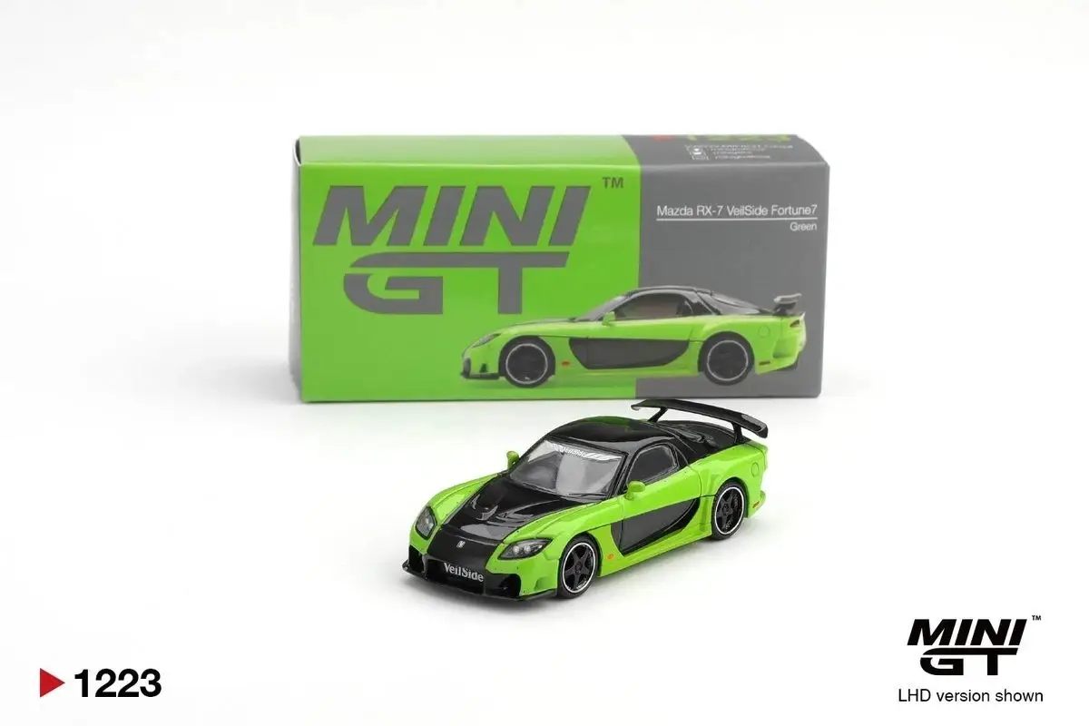Mini GT MGT01223 Mazda RX-7 VeilSide Fortune7 Yeşil 1:64 Diecast Model Araba