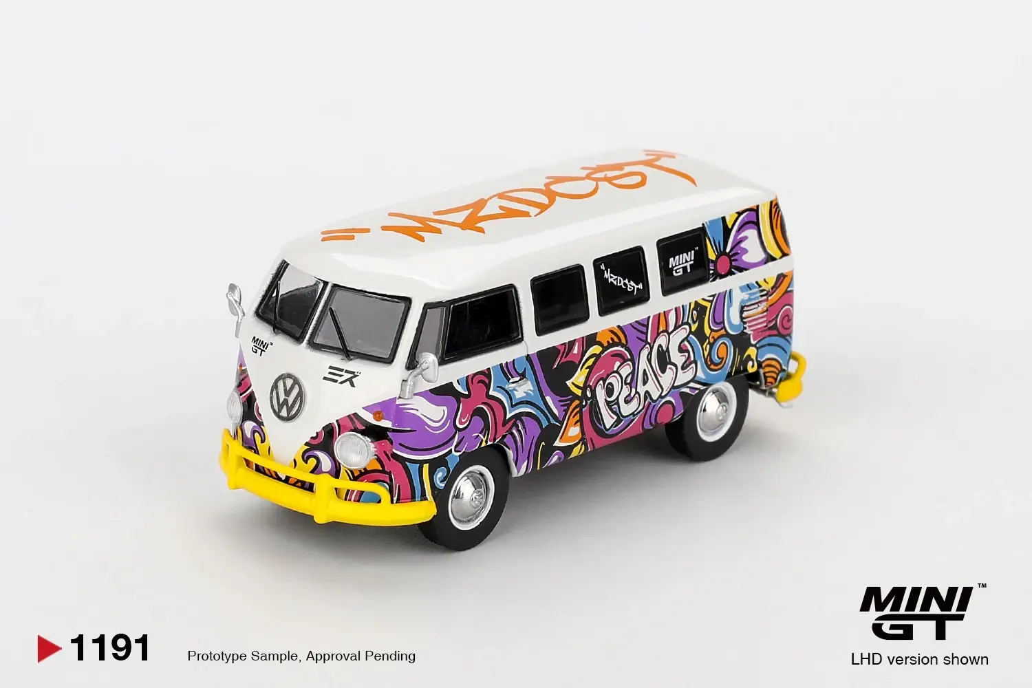 Mini GT Volkswagen Type 2 T1 Bus Peace Graffiti 1:64 Model Araba 1191