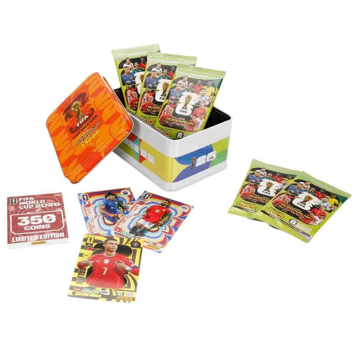 Panini FIFA World Cup 2026 Adrenalyn XL Trading Card Metal Kutu Turuncu Özel Koleksiyon Seti