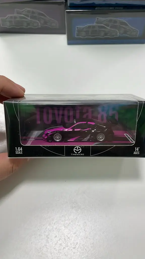 Time Micro Toyota GT86 Siyah Pembe Yarış Tasarımı 1:64 Metal Model Araba